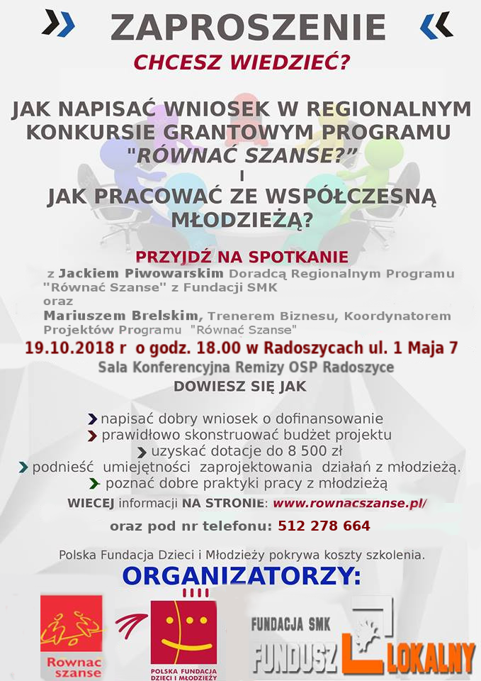 plakat informacyjny o pisaniu projektów do programu Równać Szanse